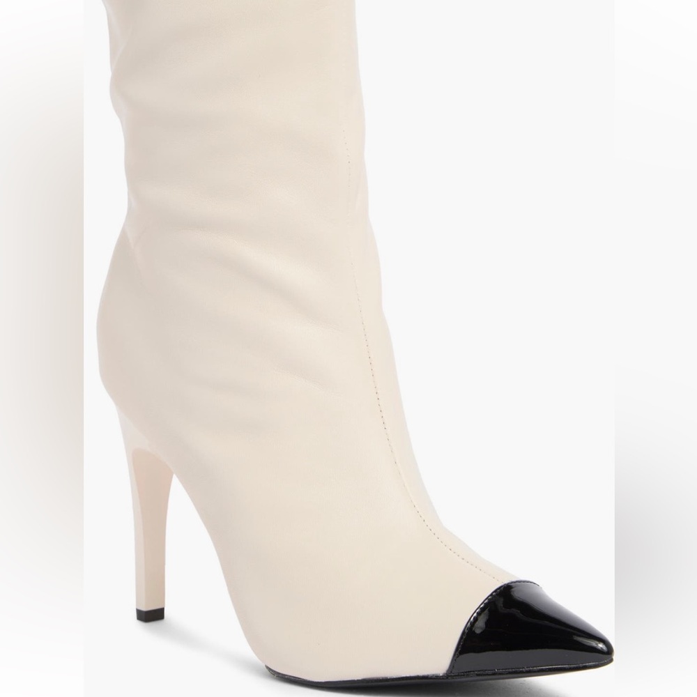 Nine West Cream and Black Heeled Boots